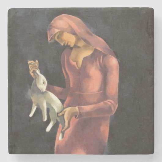 うさぎの女性 ストーンコースター (正面)