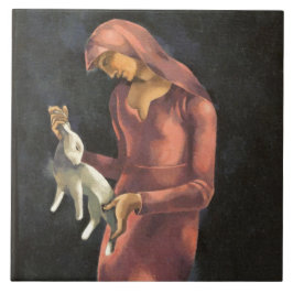 うさぎの女性 タイル