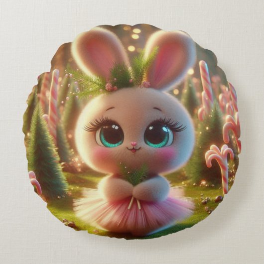 うさぎの女性 ラウンドクッション (正面)