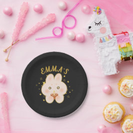 うさぎの子供の誕生日ペーパープレート 編集可能 ペーパープレート