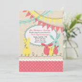 うさぎの家族のイースターお祝い招待状 招待状 (スタンド正面)