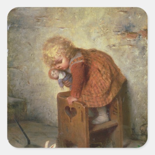 うさぎの小さな女の子 スクエアシール (正面)