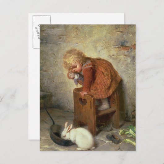 うさぎの小さな女の子 ポストカード (正面/裏面)