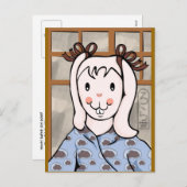 うさぎの少女はがきの餅の年 シーズンポストカード (正面/裏面)