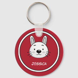 うさぎの年。かわいいバニー |名前をカスタムする キーホルダー