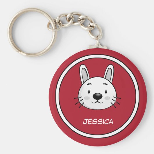 うさぎの年。かわいいバニー |名前をカスタムする キーホルダー (正面)