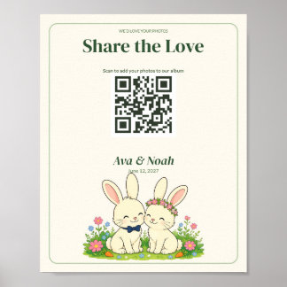 うさぎの庭の結婚式QRコードサイン ポスター