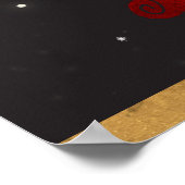 うさぎの月の年ブラックレッド金ゴールド ポスター (角)