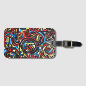 うさぎの片手の絵を描抽象芸術アートを下ろす ラゲッジタグ (正面横)