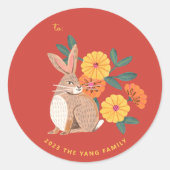 うさぎの祝日の旧正月 ラウンドシール (正面)