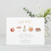 うさぎの秋のエレメントベビーシャワー 招待状 (スタンド正面)