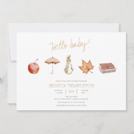 うさぎの秋のエレメントベビーシャワー 招待状