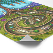 うさぎの穴を下って、ニンジン柳の木のフォークアート ポスター (角)