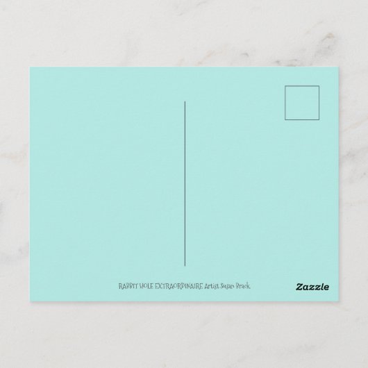 うさぎの穴を下って、ニンジン柳の木のフォークアート ポストカード (裏面)