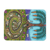 うさぎの穴を下って、ニンジン柳の木のフォークアート マグネット (横)