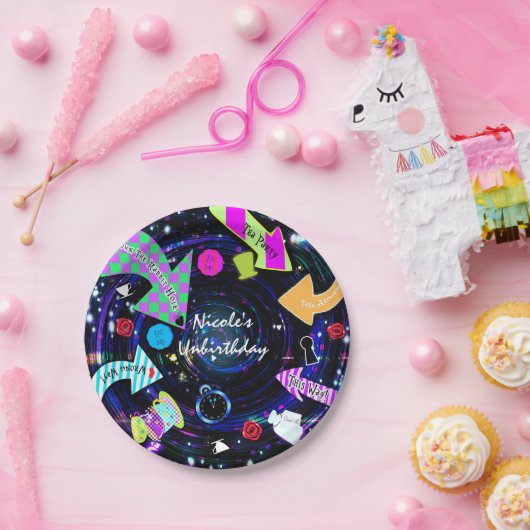 うさぎの穴を下りて不思議の国のパーティー ペーパープレート (パーティー)