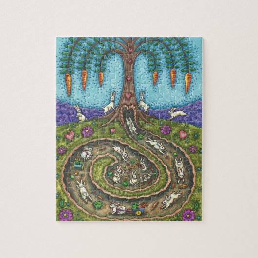 うさぎの穴を下る、柳とバンニーのパズル ジグソーパズル (縦)