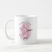 うさぎの線画 ピンクの卵 春 コーヒーマグカップ (左)
