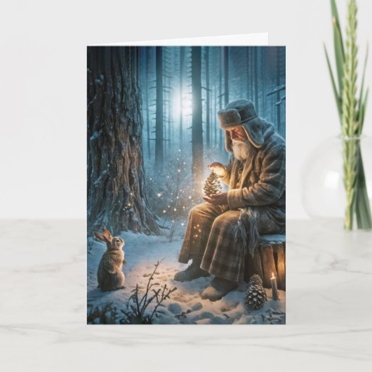 うさぎの老人クリスマス カード (正面)
