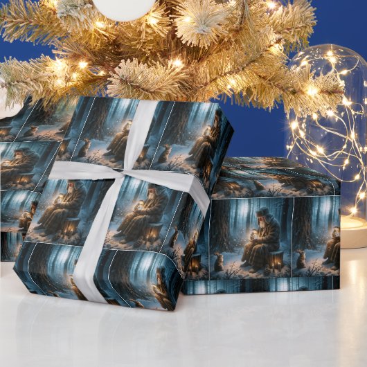 うさぎの老人クリスマス ラッピングペーパー (クリスマス)