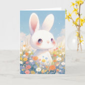 うさぎの花畑の幸せ カード (黄色い花)