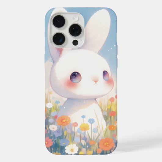 うさぎの花畑の幸せ iPhoneケース (裏面)