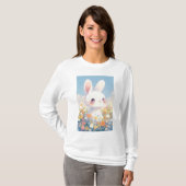 うさぎの花畑の幸せ Tシャツ (正面フル)