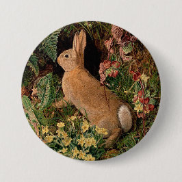 うさぎの花 フェンス ヴィンテージ 森林 春 缶バッジ