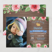 うさぎの誕生日ガール イースターエッグ 初誕生日 招待状 (正面/裏面)