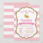 うさぎの誕生日ガール イースターエッグ 初誕生日 招待状 (正面/裏面)