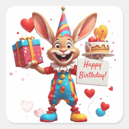 うさぎの誕生日ギフトボックス🥳 スクエアシール (正面)