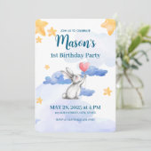 うさぎの誕生日パーティー招待状 男の子 女の子 招待状 (スタンド正面)