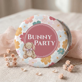 うさぎの誕生日ボタン かわいいうさぎのパーティー 缶バッジ