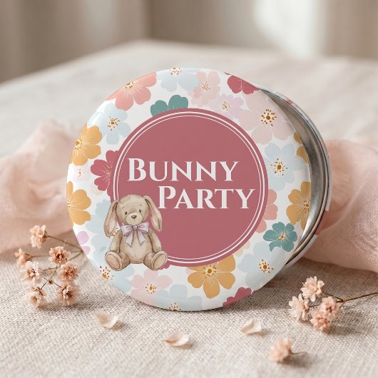 うさぎの誕生日ボタン かわいいうさぎのパーティー 缶バッジ