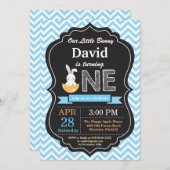 うさぎの誕生日少年イースターエッグ1歳の誕生日 招待状 (正面/裏面)