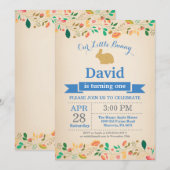 うさぎの誕生日少年 イースターエッグ 初めての誕生日 招待状 (正面/裏面)