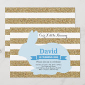 うさぎの誕生日少年 イースターエッグ 初めての誕生日 招待状 (正面/裏面)