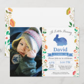 うさぎの誕生日少年 イースターエッグ 初めての誕生日 招待状 (正面/裏面)