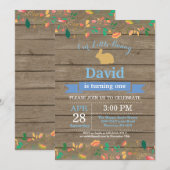 うさぎの誕生日少年 イースターエッグ 初めての誕生日 招待状 (正面/裏面)