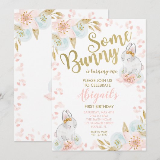 うさぎの誕生日招待状, うさぎの招待状 招待状 (正面/裏面)