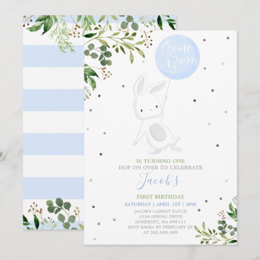 うさぎの誕生日招待状 サムバニー誕生日 招待状 (正面/裏面)