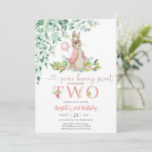 うさぎの誕生日招待状（女の子向け） 招待状 (スタンド正面)