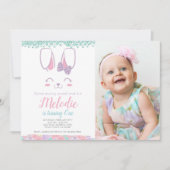 うさぎの誕生日招待状（年齢不問）, 1歳の誕生日 招待状 (正面)