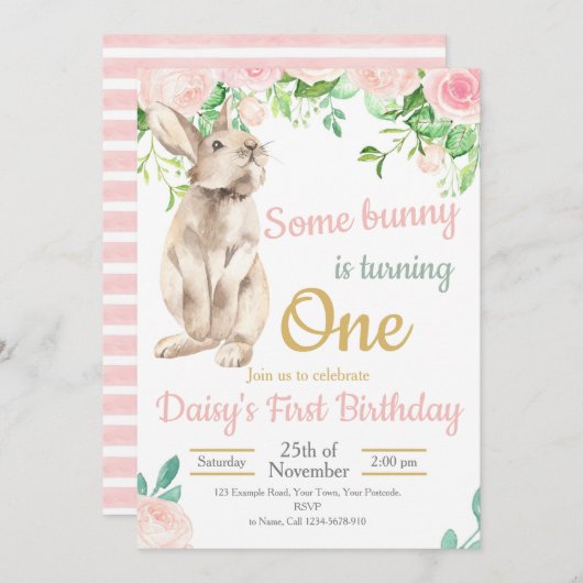 うさぎの誕生日招待状, 1歳の誕生日おめでとう, イースター パーティーの招待状 招待状 (正面/裏面)