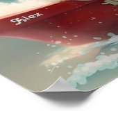 うさぎの赤い船のパーソナライズされたアートのベビー用寝室 ポスター (角)