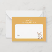 うさぎの赤ちゃんのお祝い黄色の育児アドバイス ノートカード (正面)