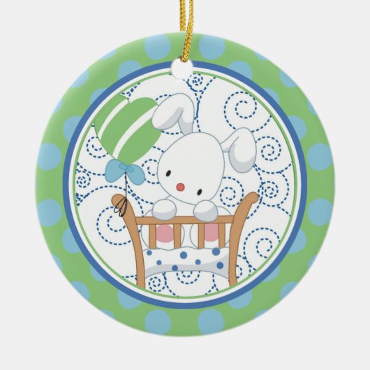 うさぎの赤ちゃんのファーストクリスマス オーナメント (正面)