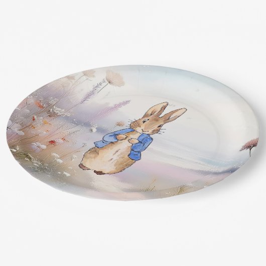 うさぎの野草畑のピーター ペーパープレート (アングル)