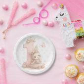 うさぎの1歳の誕生日パーティーのお皿 ペーパープレート (パーティー)