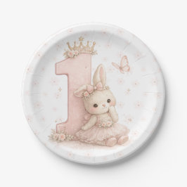 うさぎの1歳の誕生日パーティーのお皿 ペーパープレート